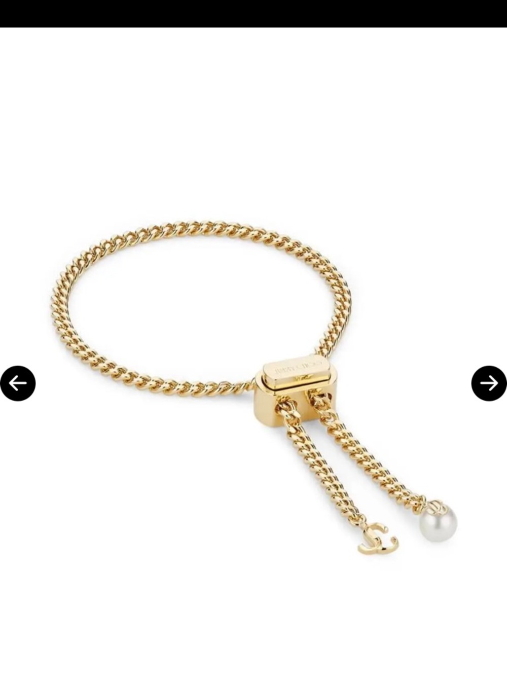 Jimmy Choo Gold-Tone Chain Bracelet with Pearl Accent
